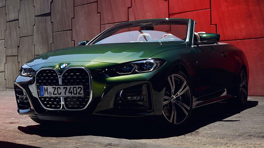 BMW 4 Series Convertible G23 2020 Sanremo Green metallic three-quarter front view
