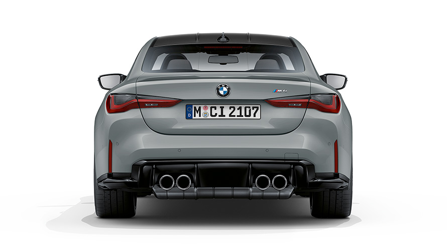 BMW M4 Coupé G82 2020 Brooklyn Grey metallic rear view 