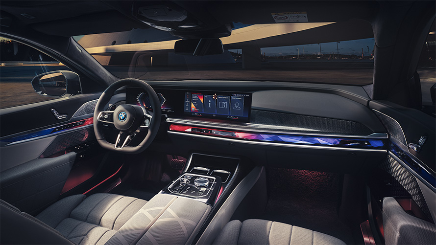 Interior Cockpit BMW M760e xDrive Sedan G70 View from front passenger